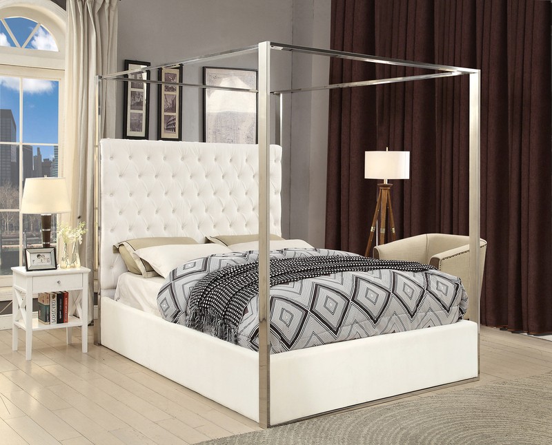 Pamala Tufted Upholstered Canopy Bed