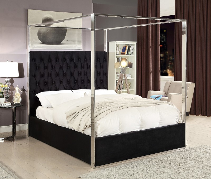 Pamala Tufted Upholstered Canopy Bed