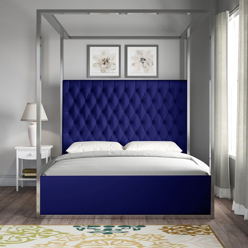 Pamala Tufted Upholstered Canopy Bed