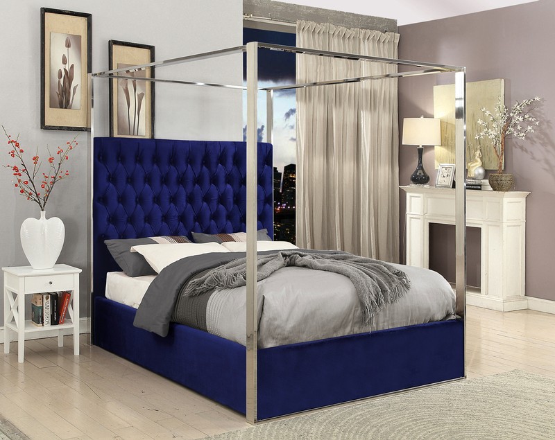 Pamala Tufted Upholstered Canopy Bed