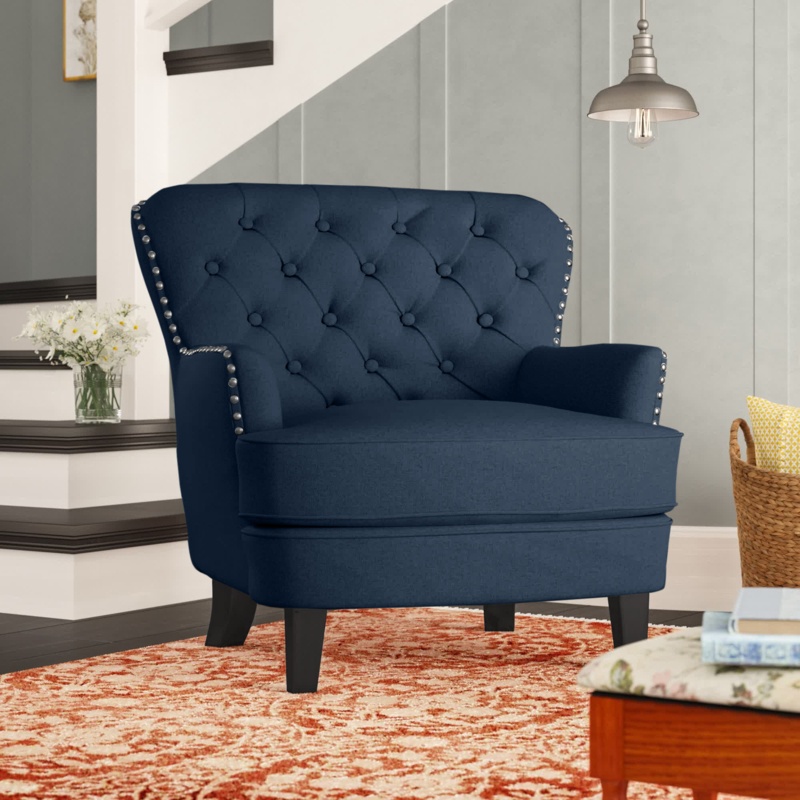Recessed Arm Linen Accent Chair