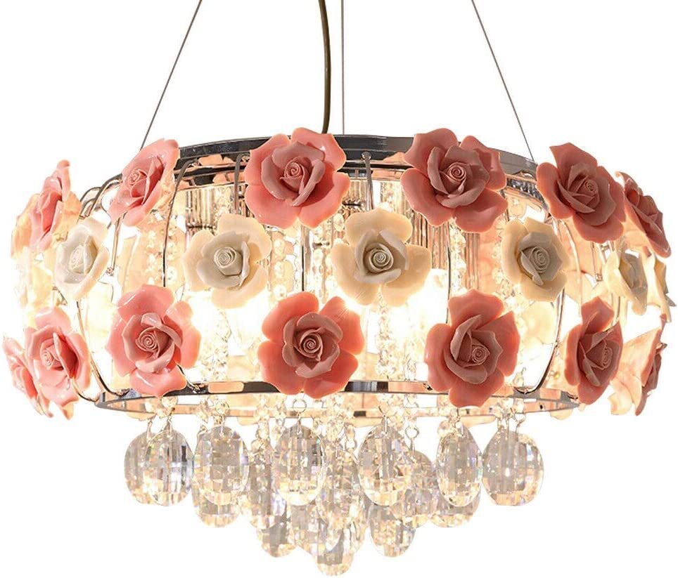 Pastel Pink and Cream Rose Tole Chandelier