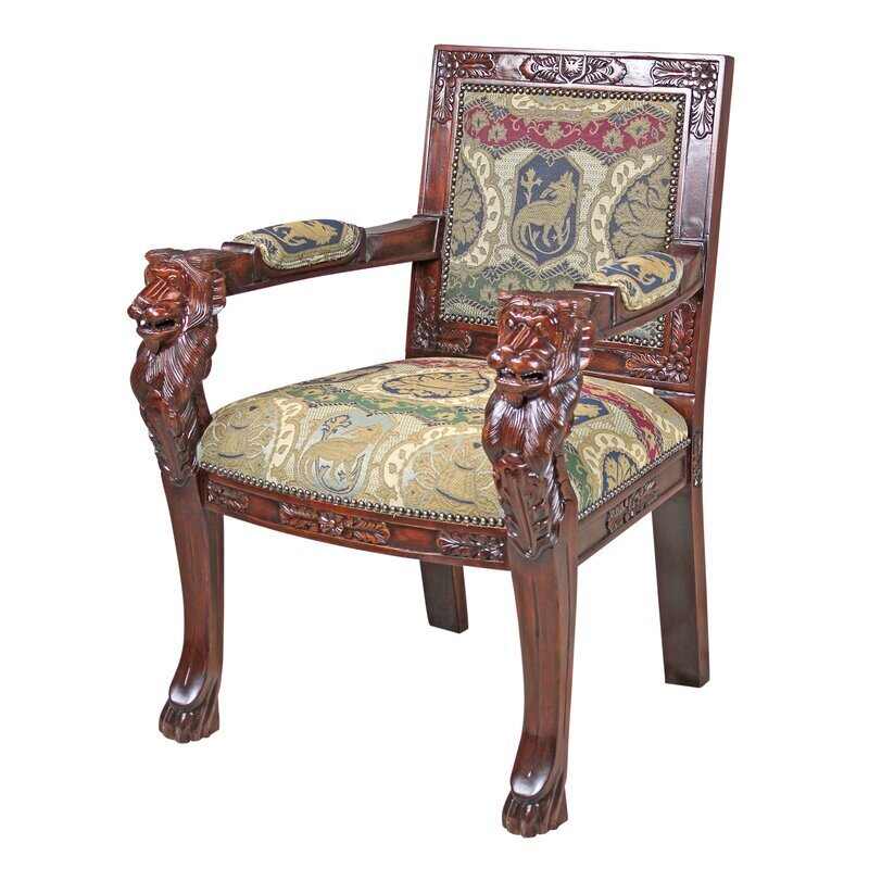 Patterned Antique Lion Head Chair