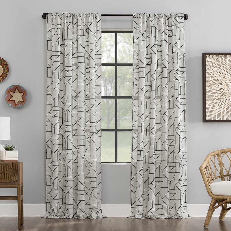 Patterned French linen curtains