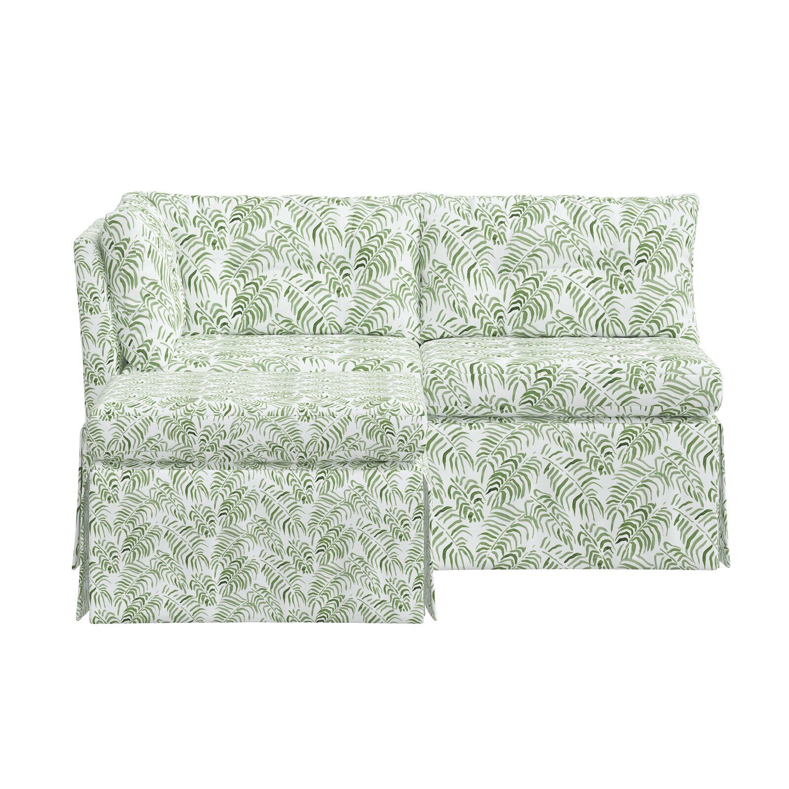 Patterned green sectional couch
