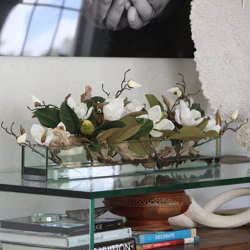 Peach or White Artificial Flower Centerpiece