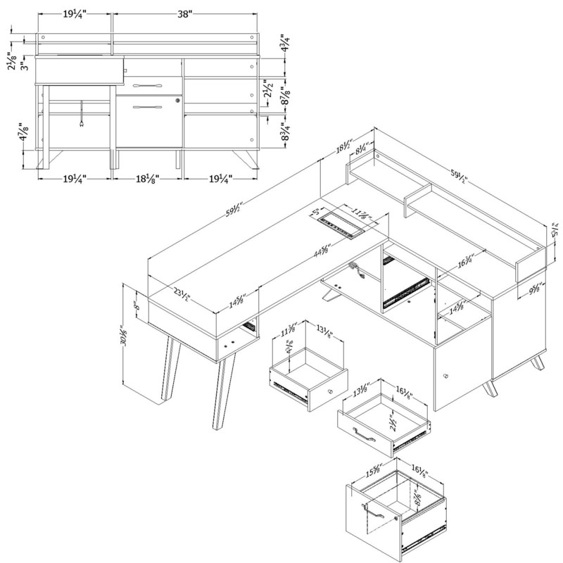 Peavler L-Shape Desk with Hutch with