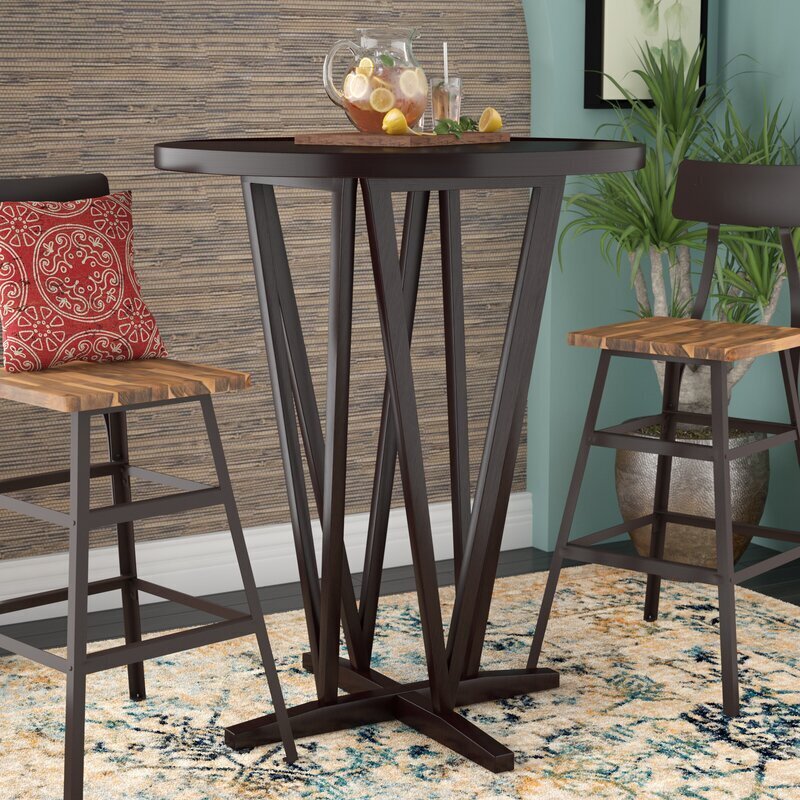 Pedestal Style Wood High Top Table