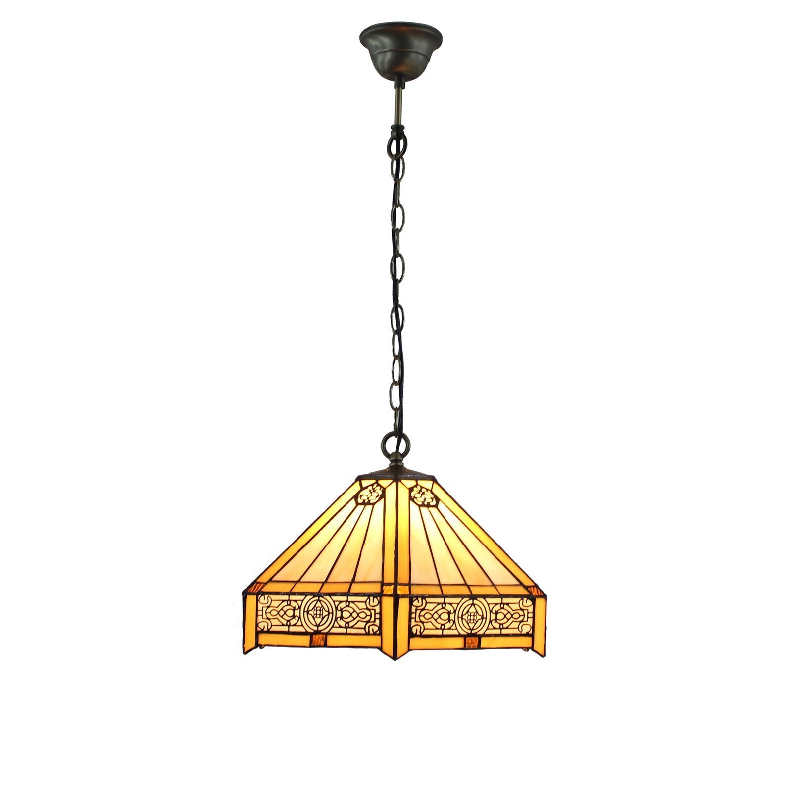 Petite Geometric Stained Glass Hanging Lamp