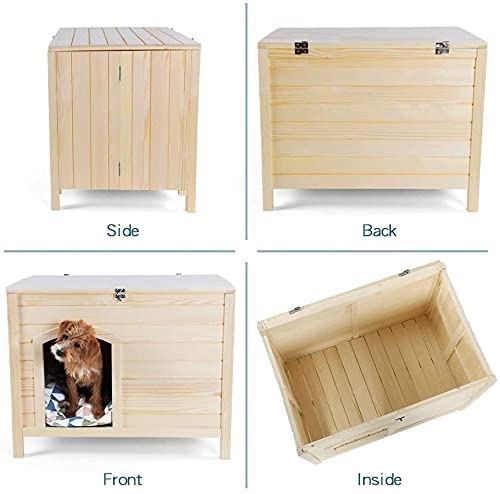 Petsfit Folding Indoor Dog House, No Tools Required for Assembly, Ventilate Dog House Wooden for Cats and Small Dogs
