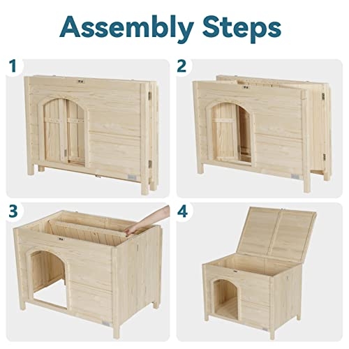 Petsfit Folding Indoor Dog House, No Tools Required for Assembly, Ventilate Dog House Wooden for Cats and Small Dogs