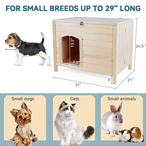 Petsfit Folding Indoor Dog House, No Tools Required for Assembly, Ventilate Dog House Wooden for Cats and Small Dogs