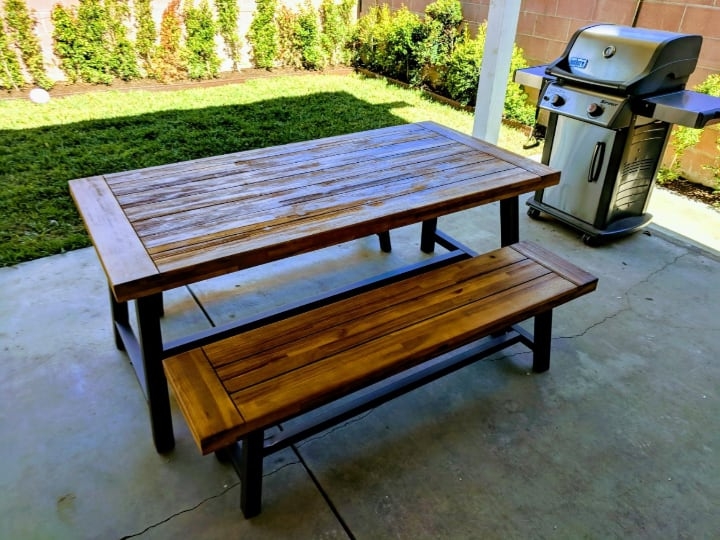 picnic bench and barbecue grill