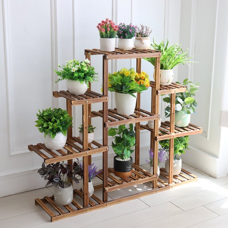 Pine wood multi tier plant stand