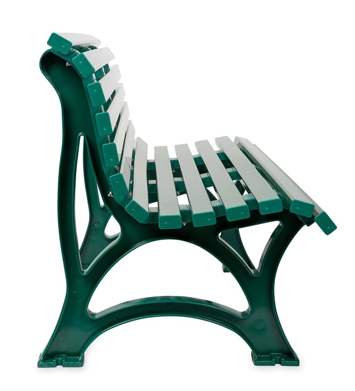 green plastic garden bench