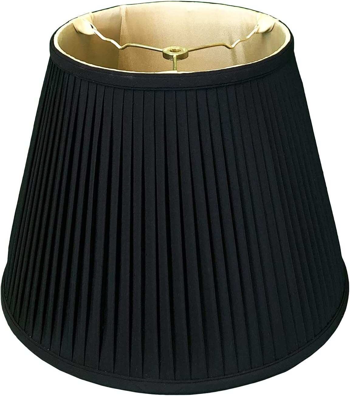 Pleated Black Lampshade Gold Lining