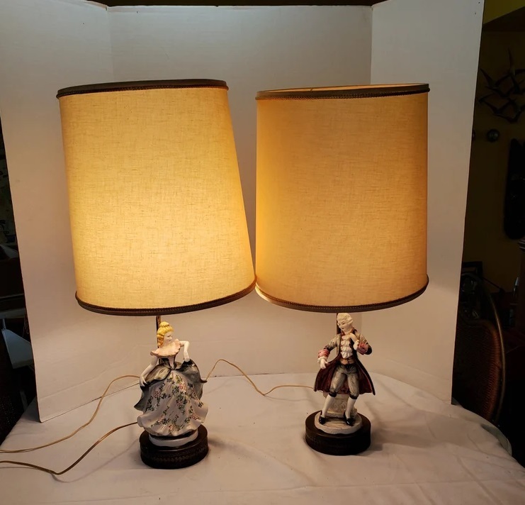 Porcelain Man and Woman Lamps