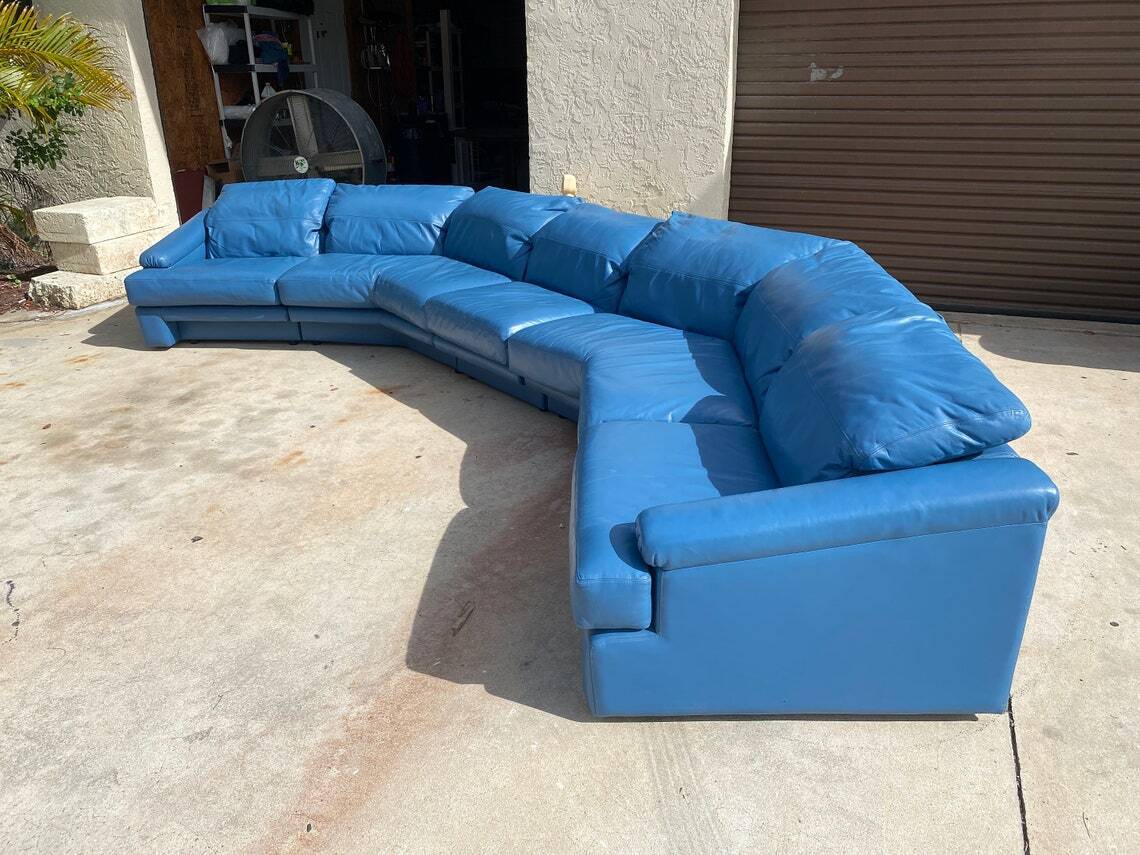 Post Modern Curved Leather Sofa