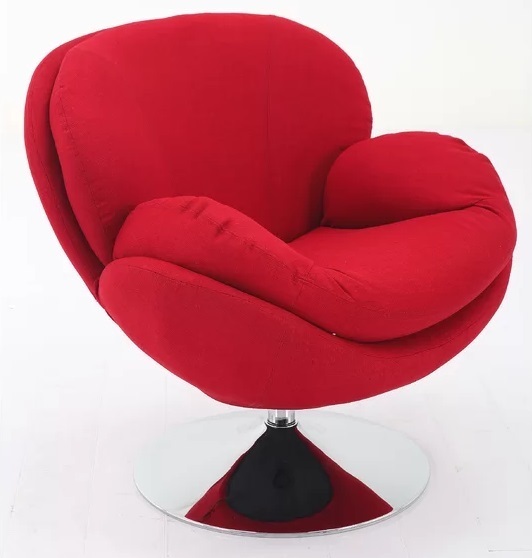 Pouf Style Red Swivel Barrel Chair