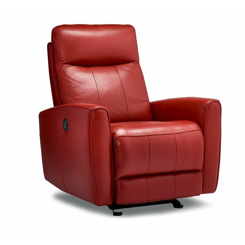 Powered Red Leather Rocker Recliner