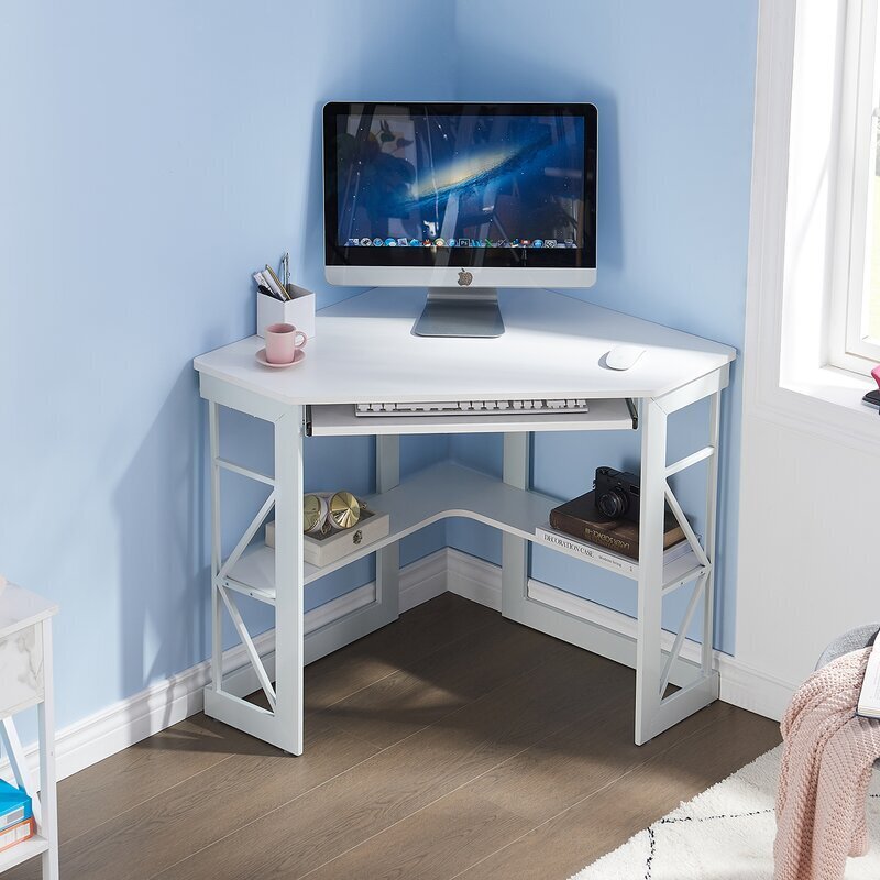 Practical and Small White Corner Desk
