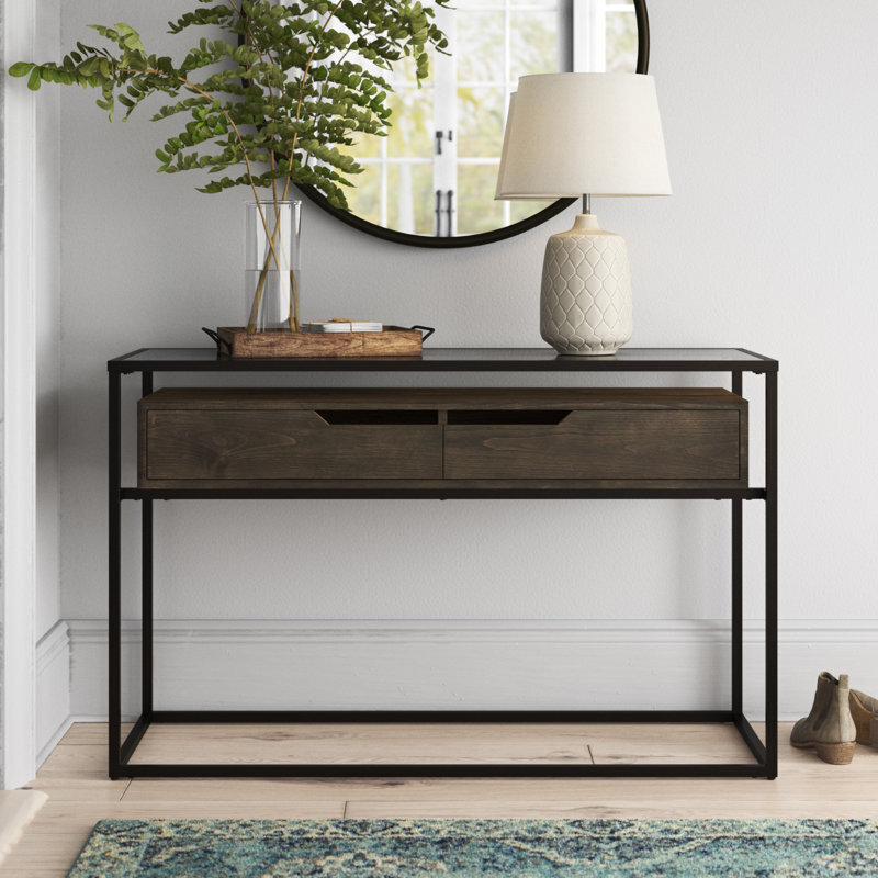 Practical Glass Metal Console Table