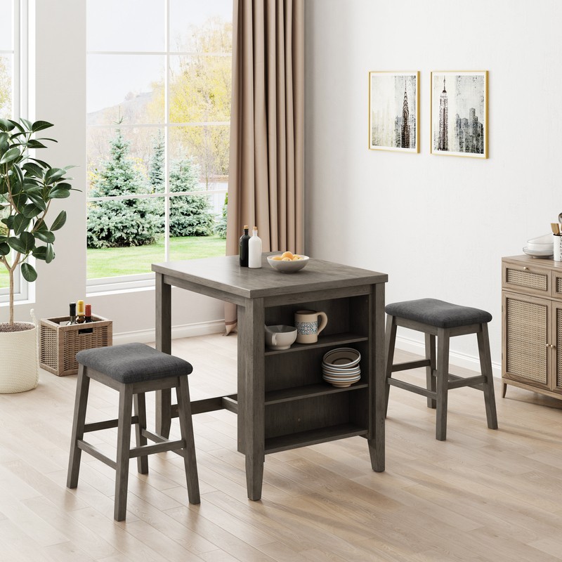 Prasad 2 - Person Counter Height Breakfast Nook Dining Set