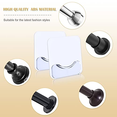 Prebene Adhesive Shower Curtain Rod Holder, 4Pcs Transparent Shower Rod Tension Holder, No Drilling | Stick On | Rod Retainer, Wall Mount Holder for Shower Curtain Rod(Rod Not Included)