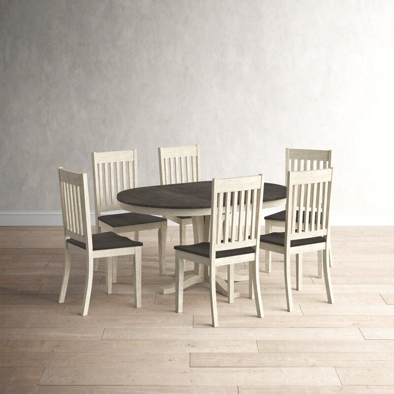 Premium round dining room table with leaf and chairs