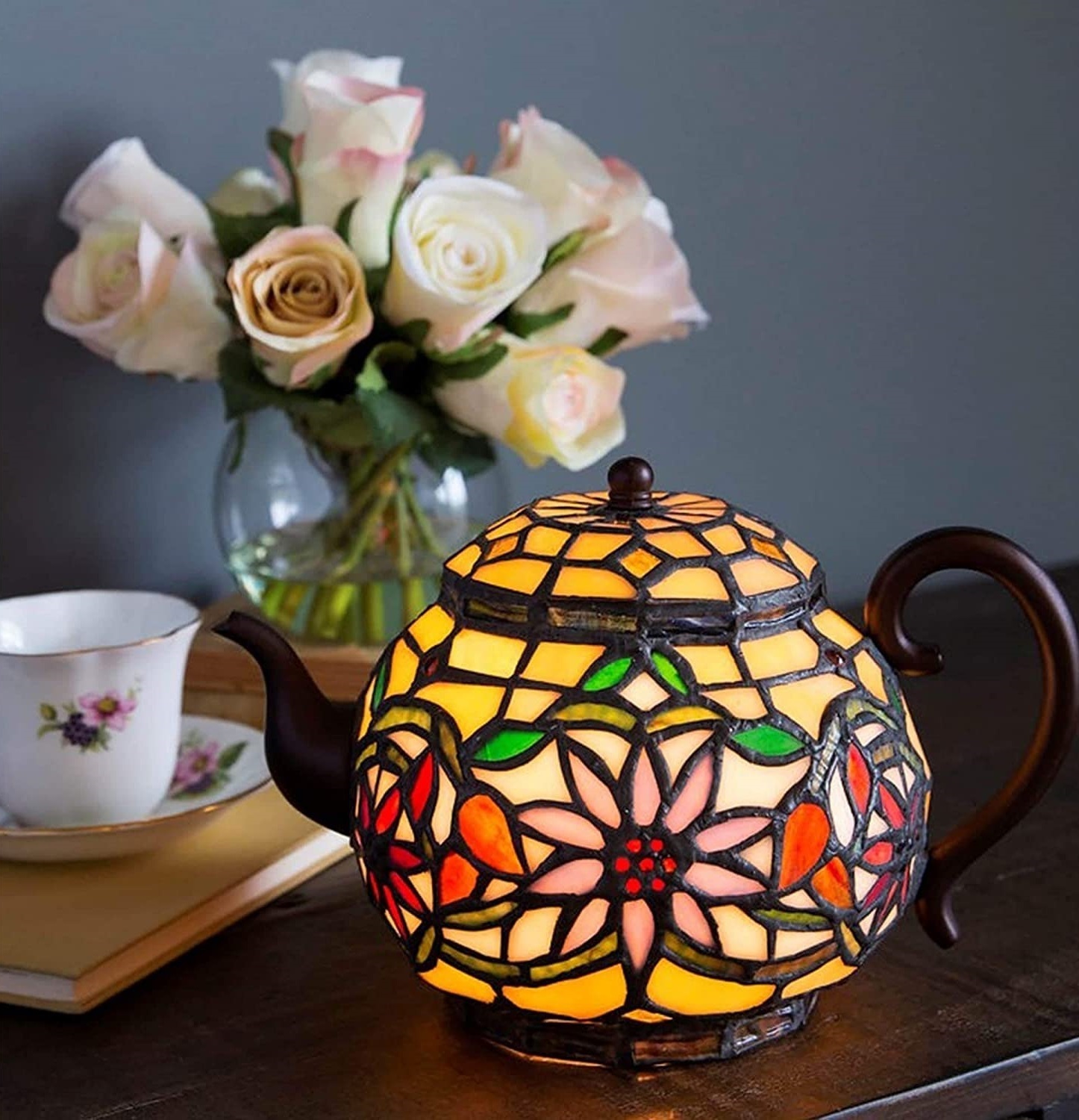 Pretty Petite Multi Colored Stained Glass Pot