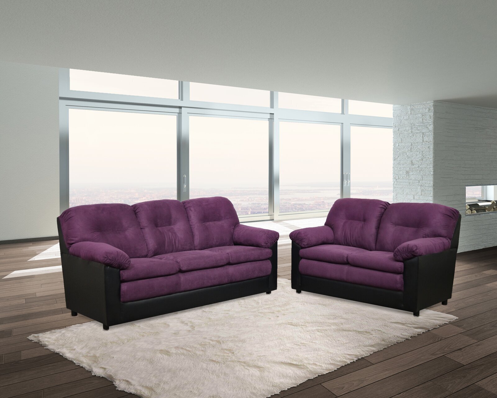 Purple living room set with two sofas