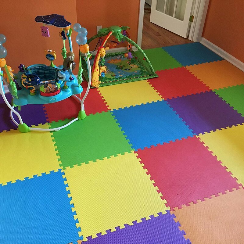 Rainbow Interlocking Floor Mats for Daycare