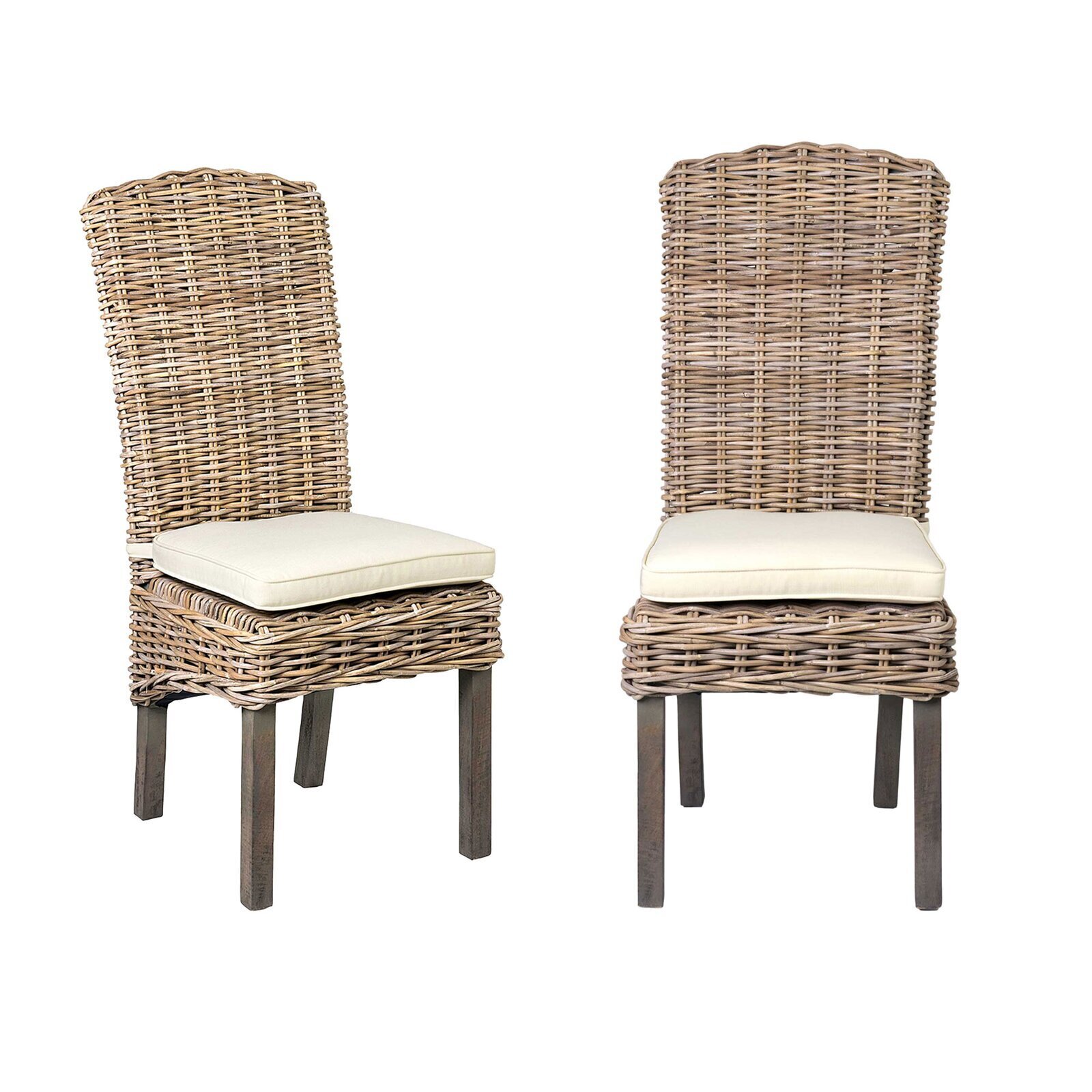 Rattan Dining Chairs with Seat Cushion