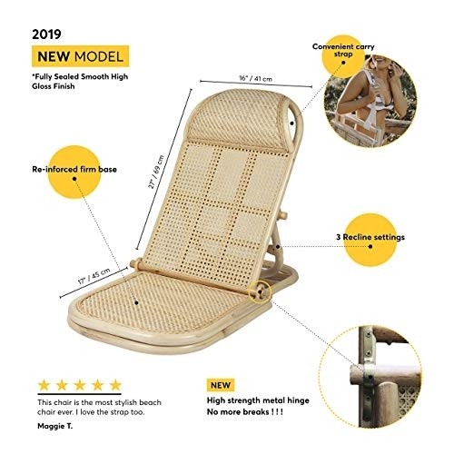 Rattan Folding, Portable Beach Chair, Wicker, Cane, Bamboo Lounger. Rattan Lawn, Floor, Pool Lounger, sunbed, Deck Chair