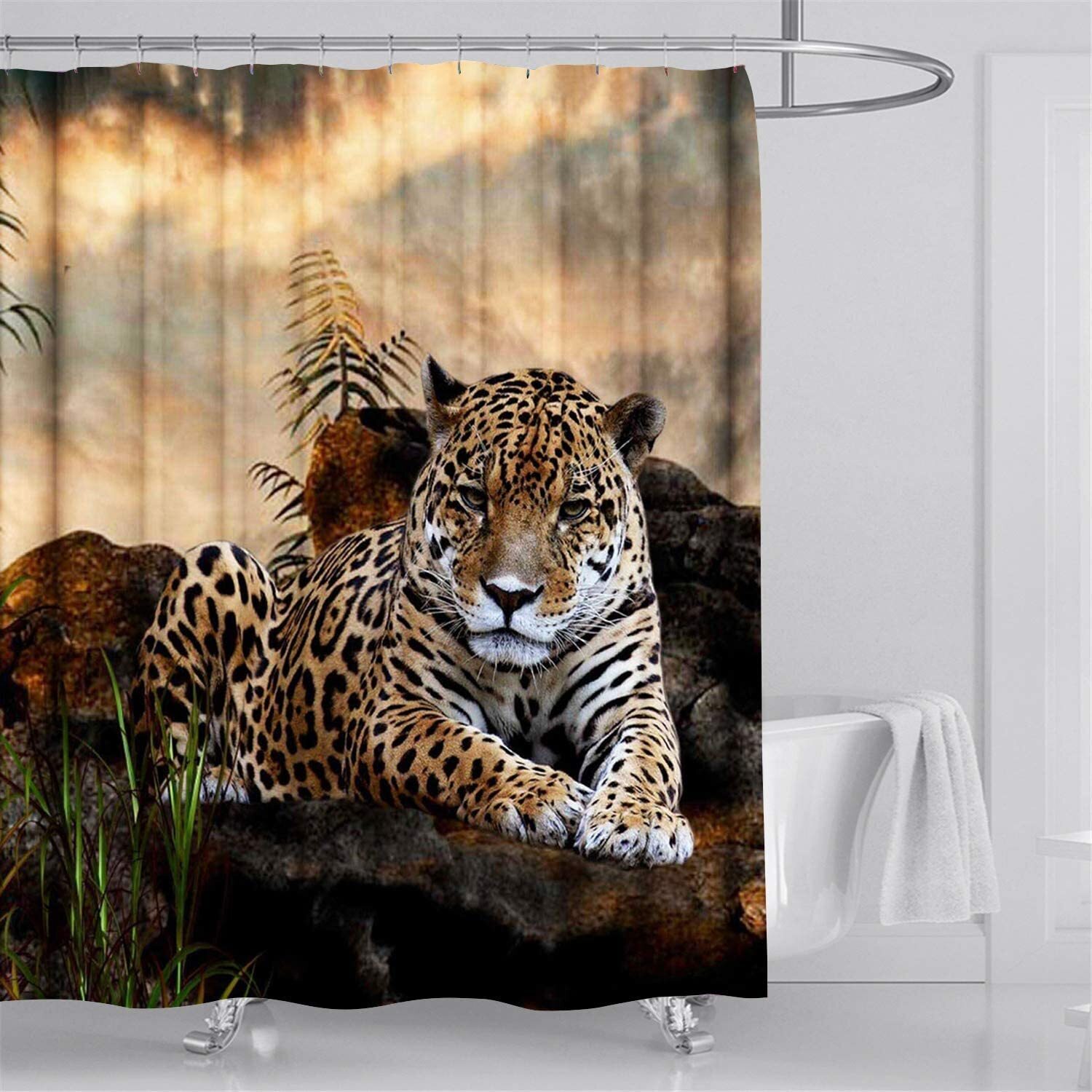 Realistic Leopard Shower Curtain
