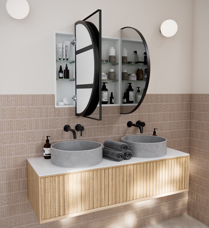 Recessed Framed 2 Doors Medicine Cabinet with Adjustable Shelves