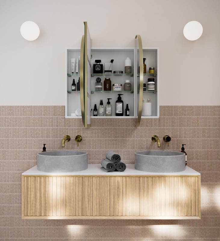 Recessed Framed 2 Doors Medicine Cabinet with Adjustable Shelves