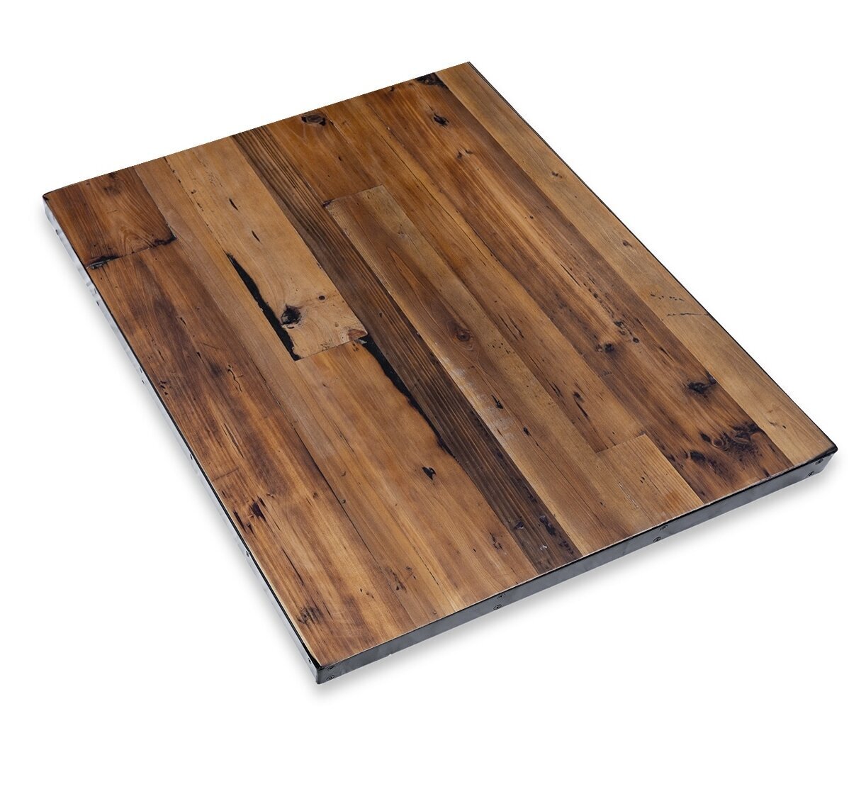 Reclaimed Wood With Metal Edge Dining Table Top Only