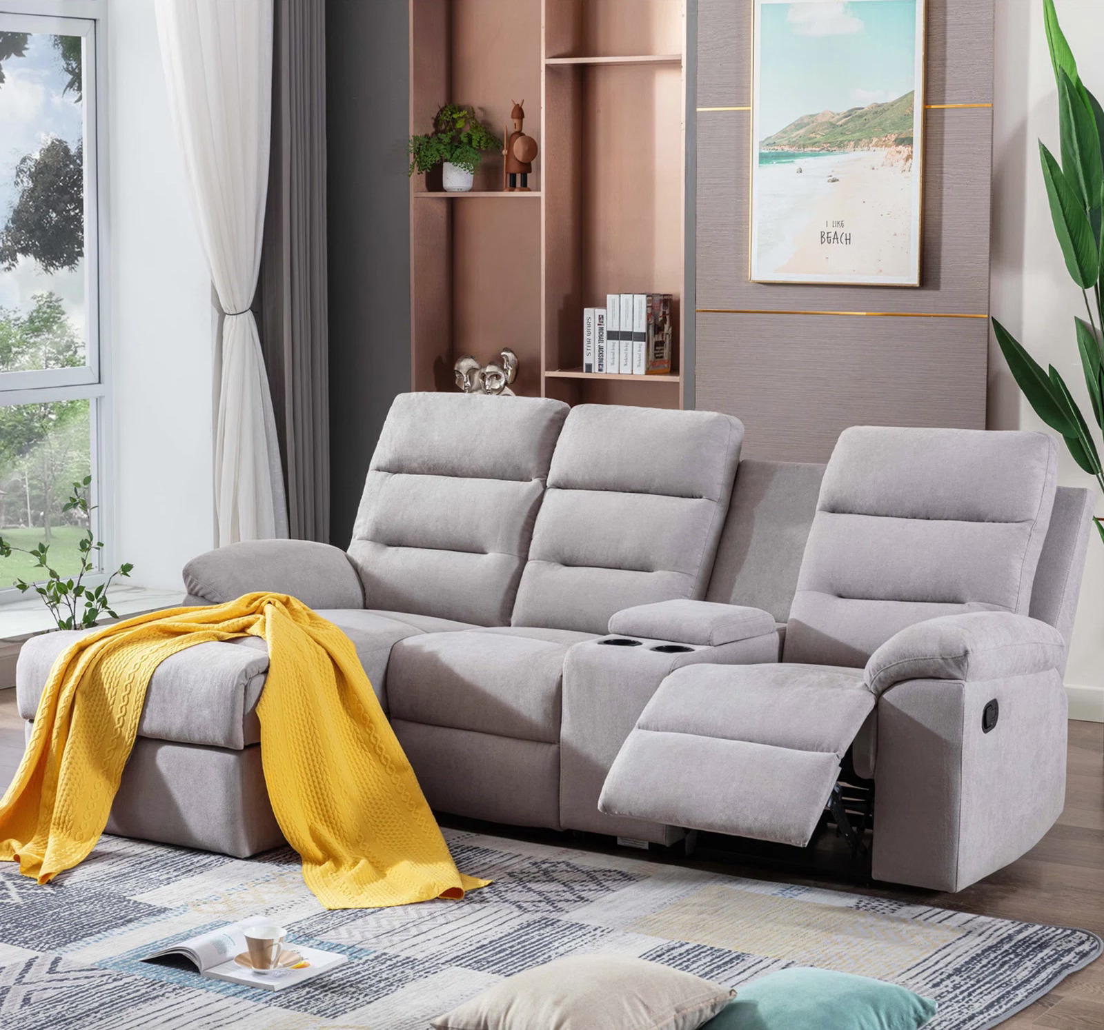 Reclining Sectional with Built in Armrest Console