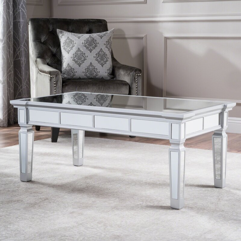 Rectangular Antiqued Mirrored Coffee Table