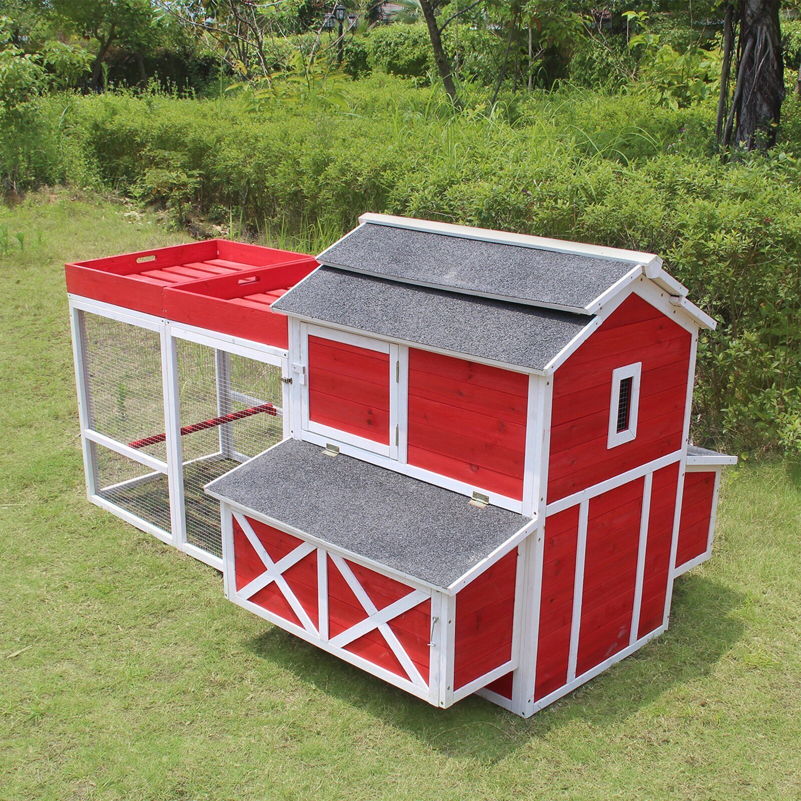 Red Barn Style Chicken Coop With Run for Sale