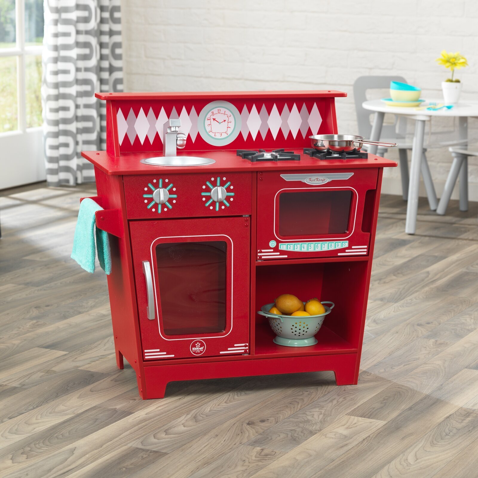 Red Classic Style Kids Wooden Kitchen