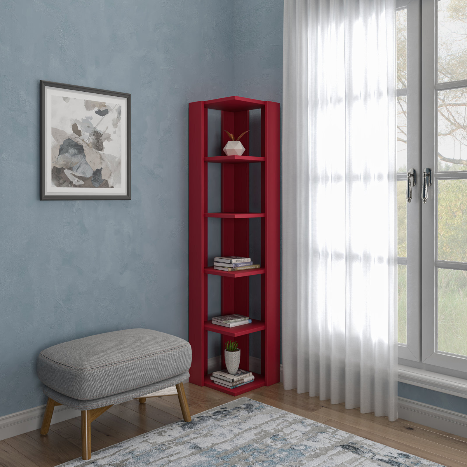 Red Corner Bookcase