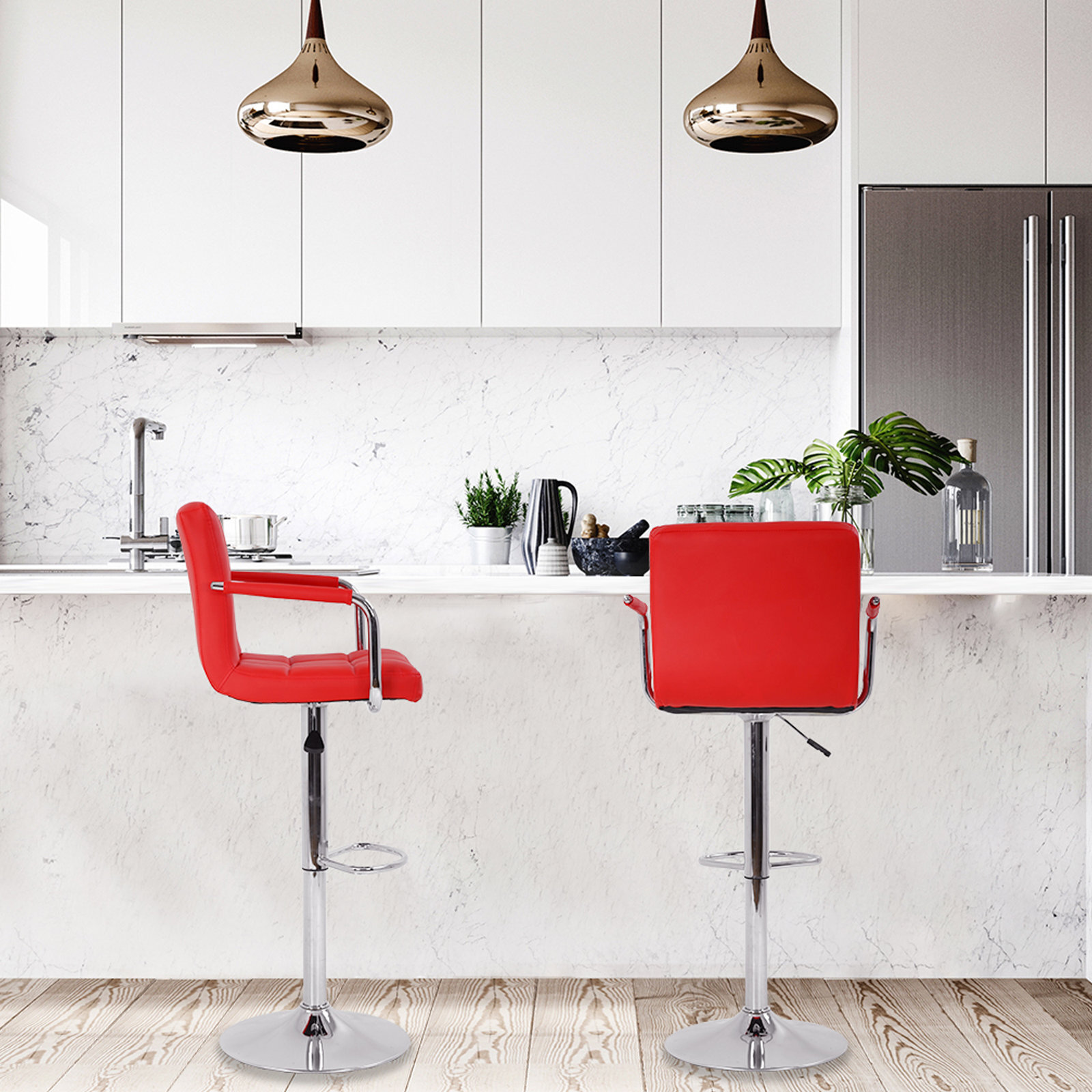 Red Leather Bar Stools With Arms