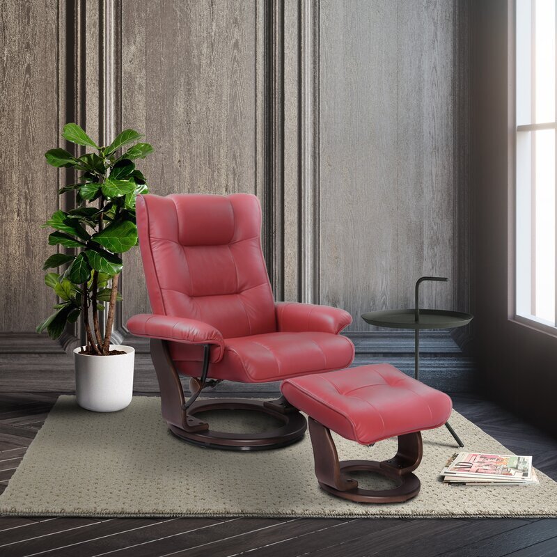 Red Leather Recliner Chair With Ottoman