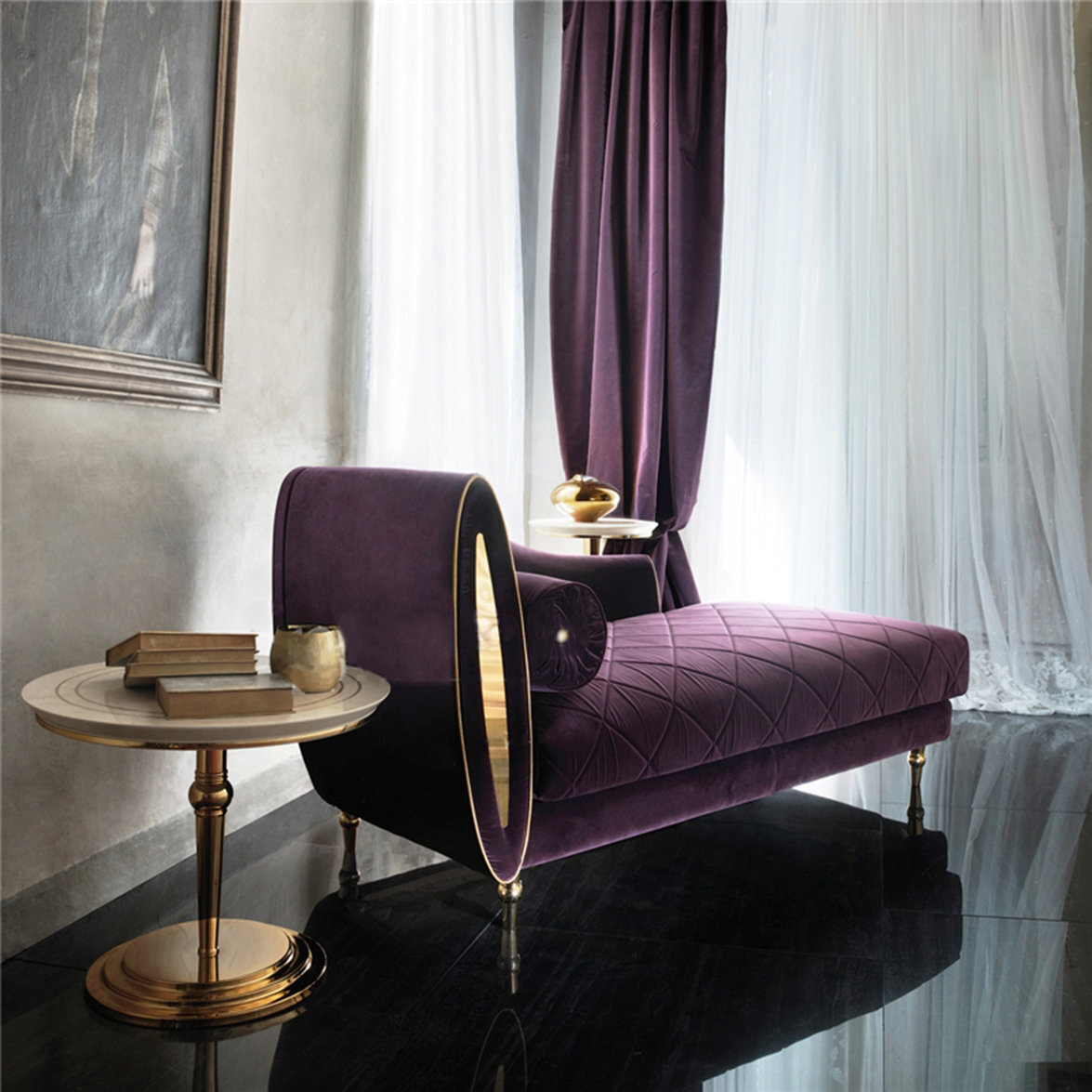 Regal, Gold And Purple Chaise Lounge