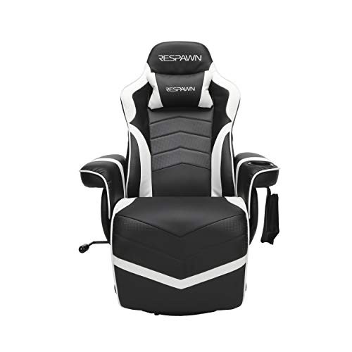 RESPAWN RSP-900 Racing Style, Reclining Gaming Chair, 35.04" - 51.18" D x 30.71" W x 37.01" - 44.88" H, White