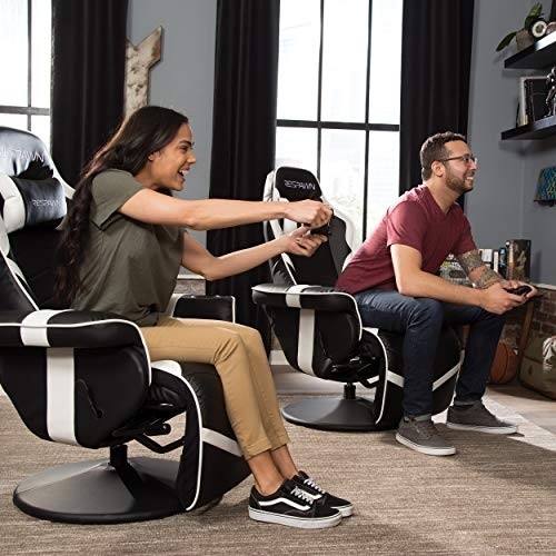 RESPAWN RSP-900 Racing Style, Reclining Gaming Chair, 35.04" - 51.18" D x 30.71" W x 37.01" - 44.88" H, White