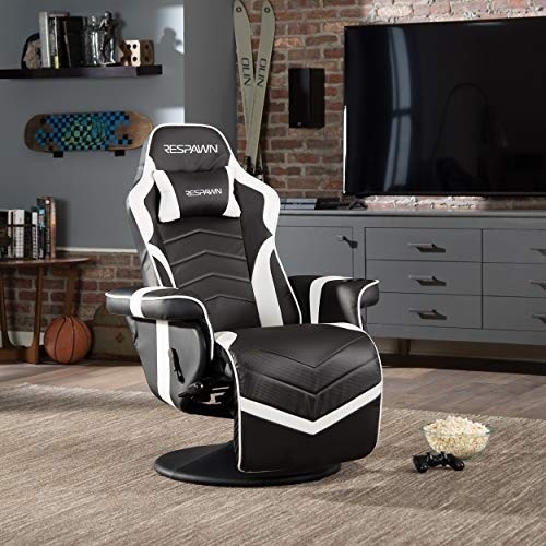 RESPAWN RSP-900 Racing Style, Reclining Gaming Chair, 35.04" - 51.18" D x 30.71" W x 37.01" - 44.88" H, White