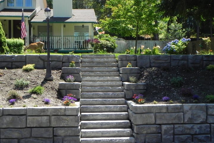 retaining wall garden by the stairs retaining wall garden by the stairs